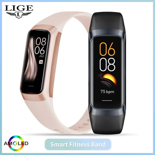 LIGE AMOLED Smart Watch 2023 – Relógio Inteligente Masculino e Feminino, Monitor de Frequência Cardíaca, Pressão Arterial, Monitoramento de Atividades, Resistente à Água e Fitness Tracker