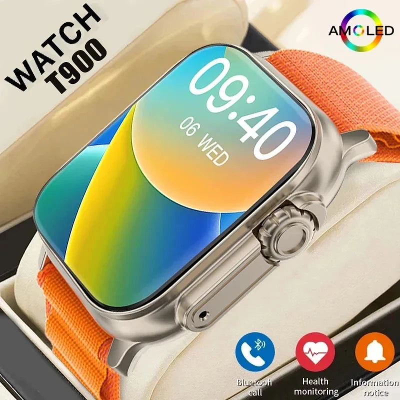 T900Ultra Smartwatch                 Bluetooth com Chamadas, Alerta de Mensagens, Monitor de Frequência Cardíaca e Funcionalidades Esportivas – Compatível com Android e iOS para Homens e Mulheres