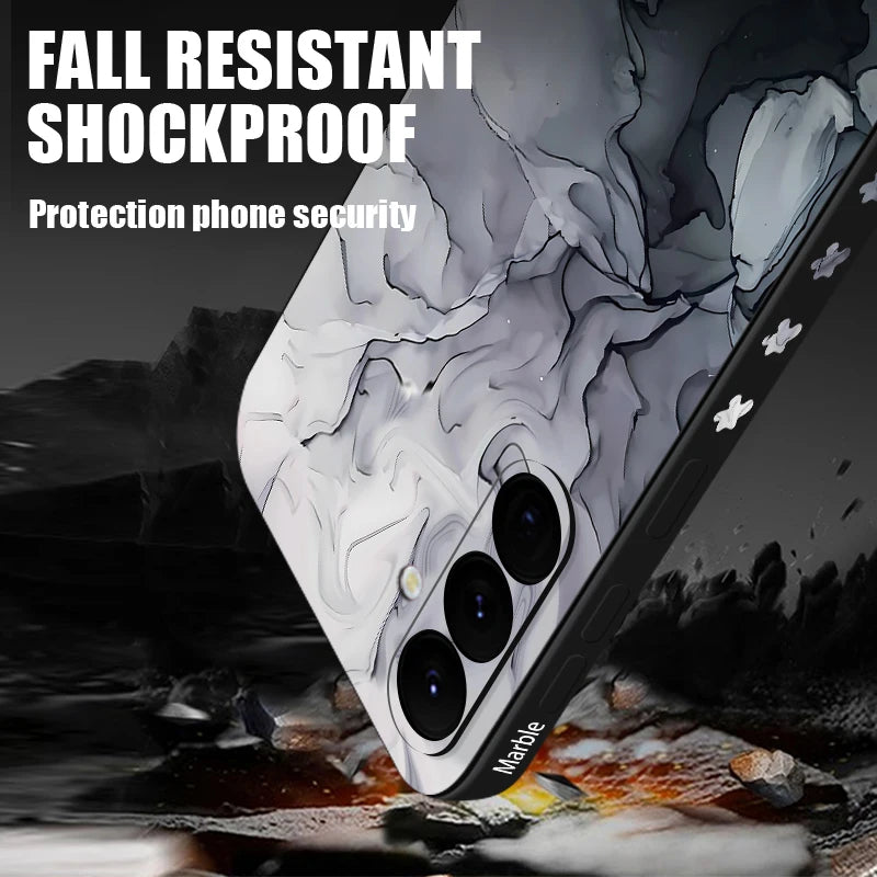 MarbleGrip™ – Capa Marmorizada com Alça de Silicone para Samsung Galaxy