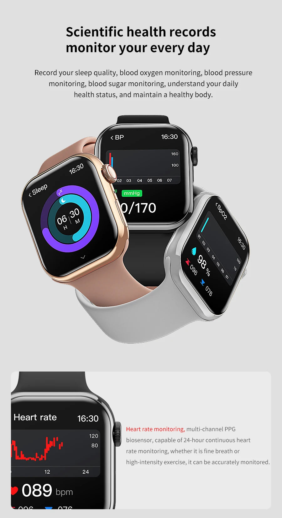 2024 novo relógio inteligente de carregamento sem fio smartwatch, bluetooth, chamadas, unisexo..