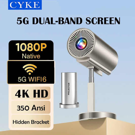 CYKE Mini Native 1080P HD 4K Video Projector Android WiFi Bluetooth 3D Surround Sound Portable Outdoor Office Home Theater TS-3.
