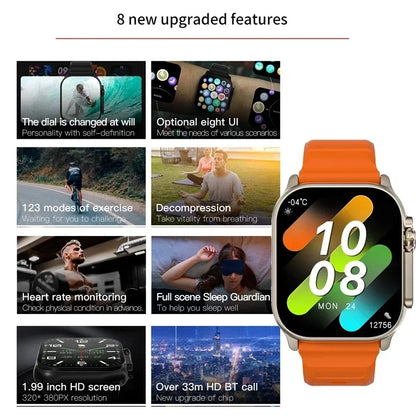 T900Ultra Smartwatch                 Bluetooth com Chamadas, Alerta de Mensagens, Monitor de Frequência Cardíaca e Funcionalidades Esportivas – Compatível com Android e iOS para Homens e Mulheres